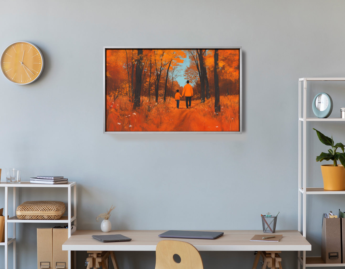 Black Father and Child Autumn Black family wall art view 60