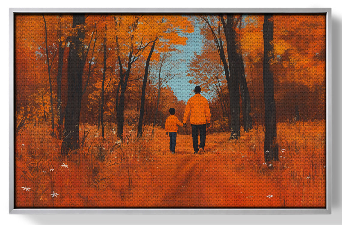 Black Father and Child Autumn Black family wall art view 55