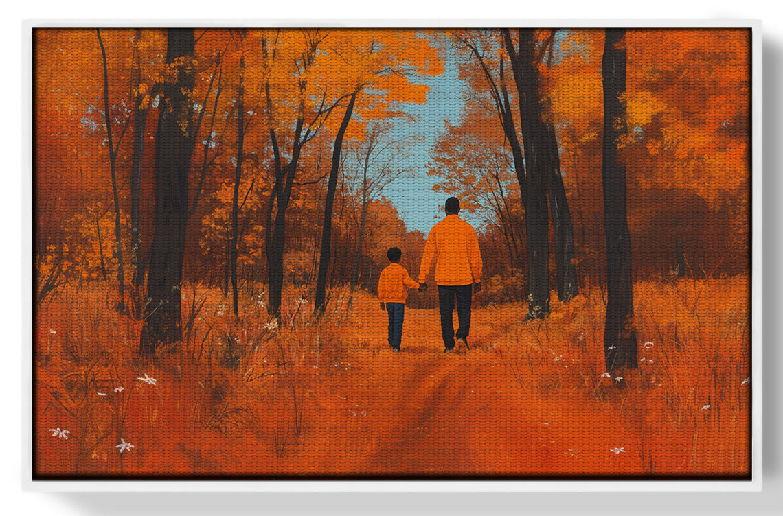 Black Father and Child Autumn Black family wall art view 61