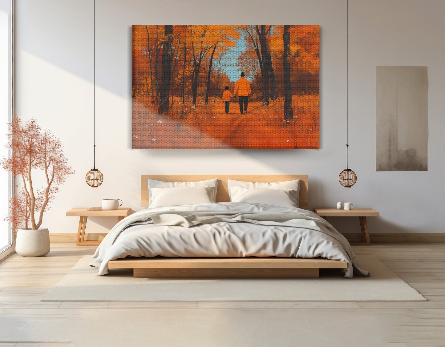 Black Father and Child Autumn Black family wall art view 15