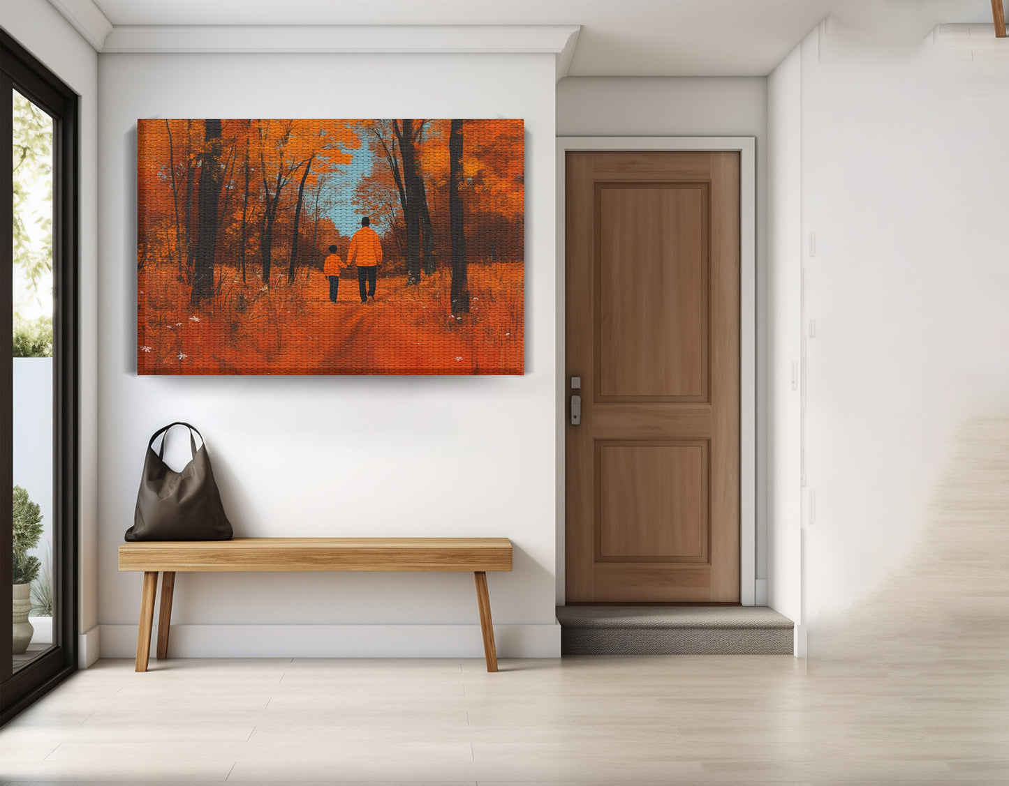 Black Father and Child Autumn Black family wall art view 17