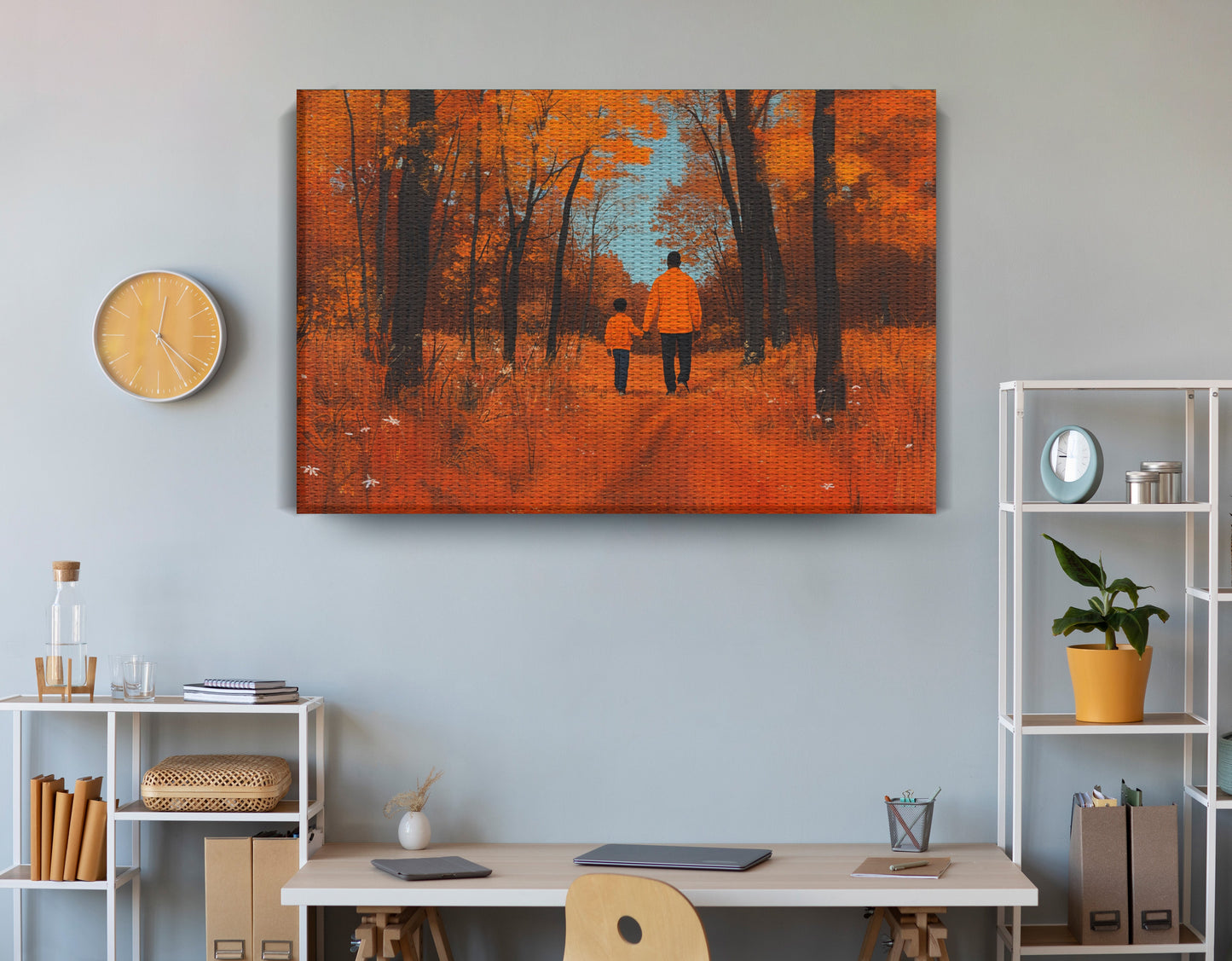 Black Father and Child Autumn Black family wall art view 18