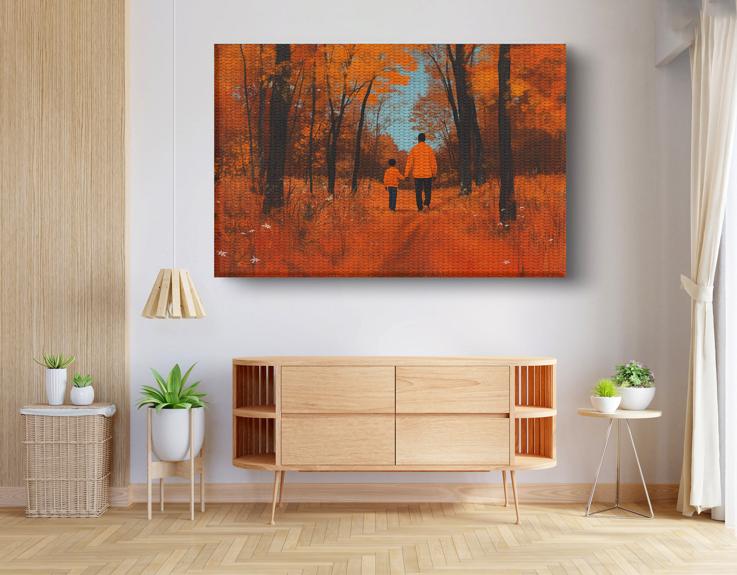 Black Father and Child Autumn Black family wall art view 14