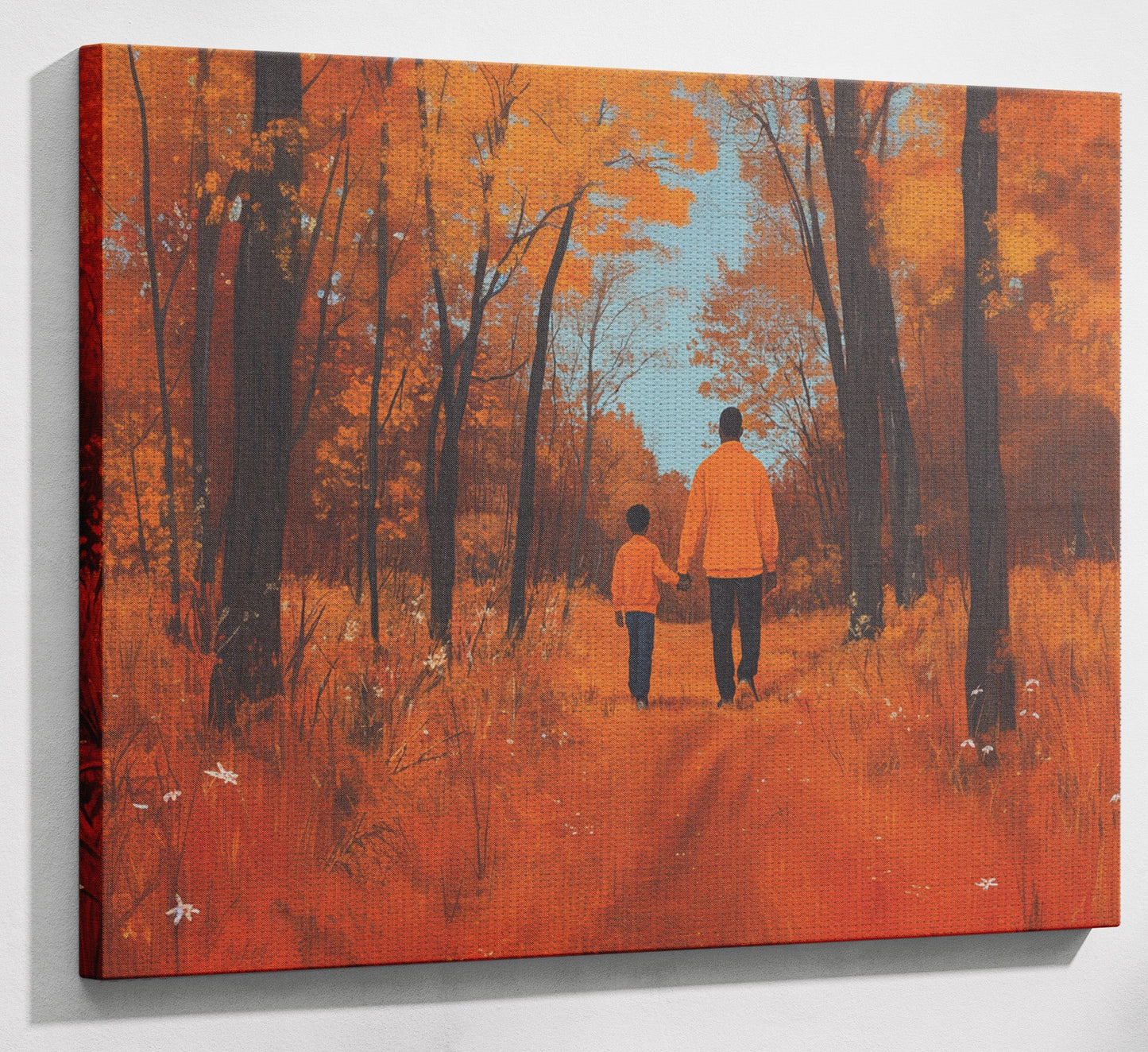 Black Father and Child Autumn Black family wall art view 13