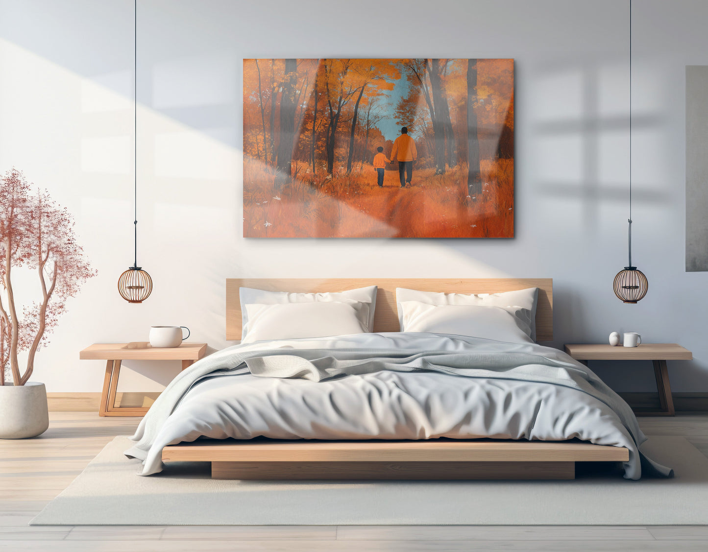 Black Father and Child Autumn Black family wall art view 21