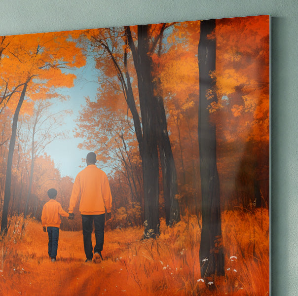 Black Father and Child Autumn Black family wall art view 22