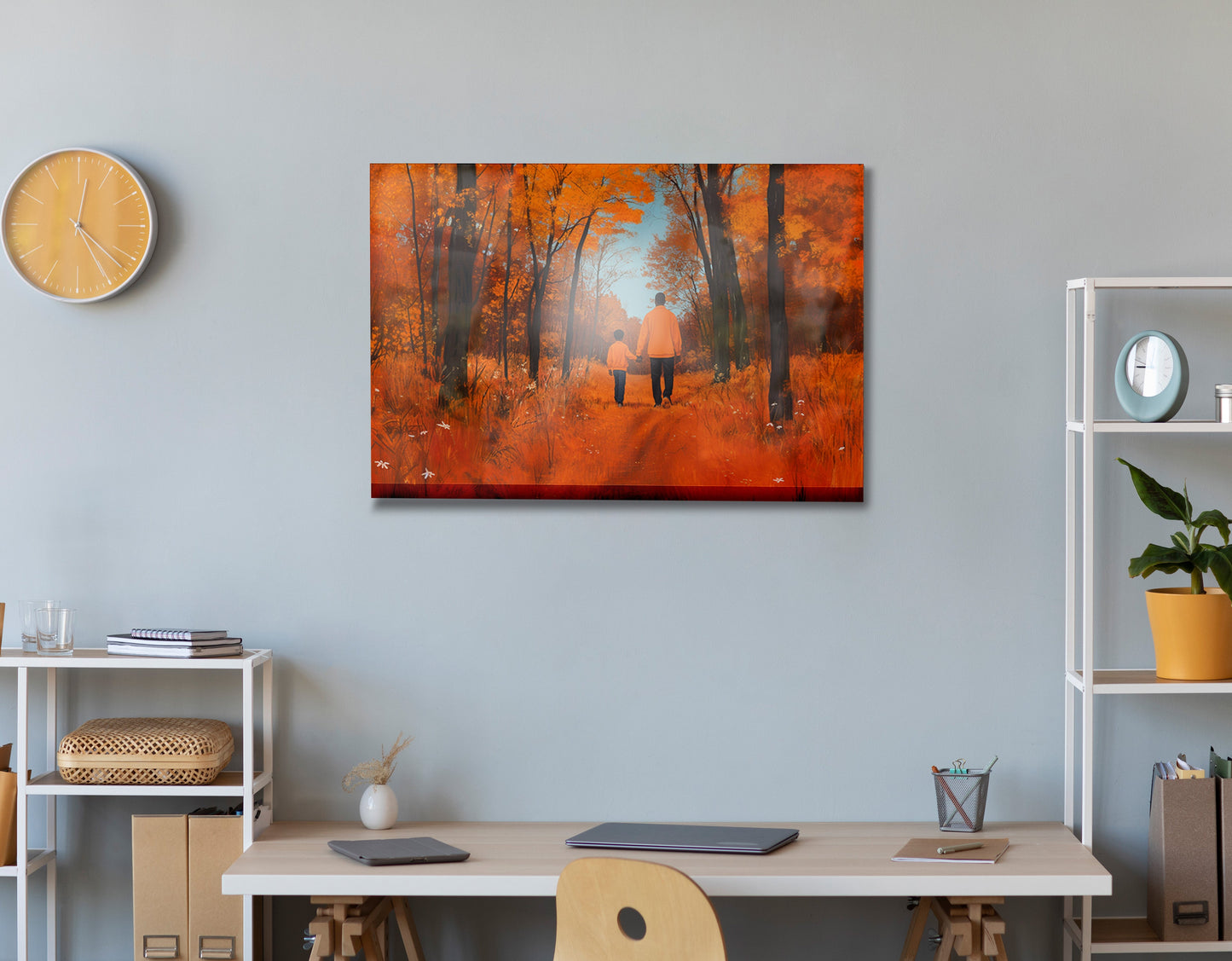 Black Father and Child Autumn Black family wall art view 24