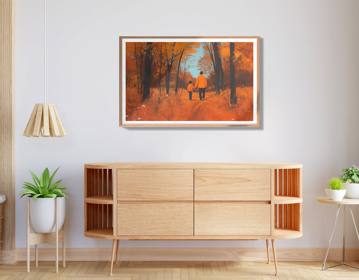 Black Father and Child Autumn Black family wall art view 80