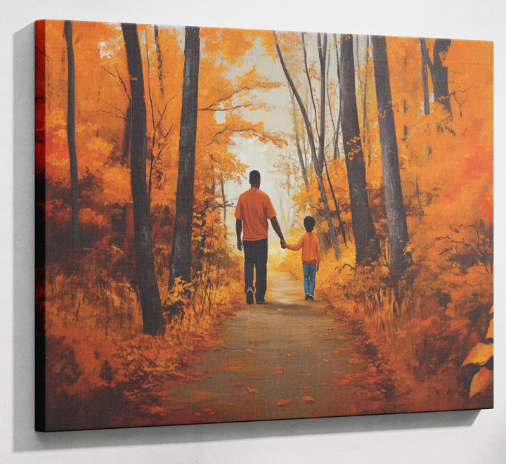 Black Father and Daughter Forest Black man wall art canvas print with visible wall art format