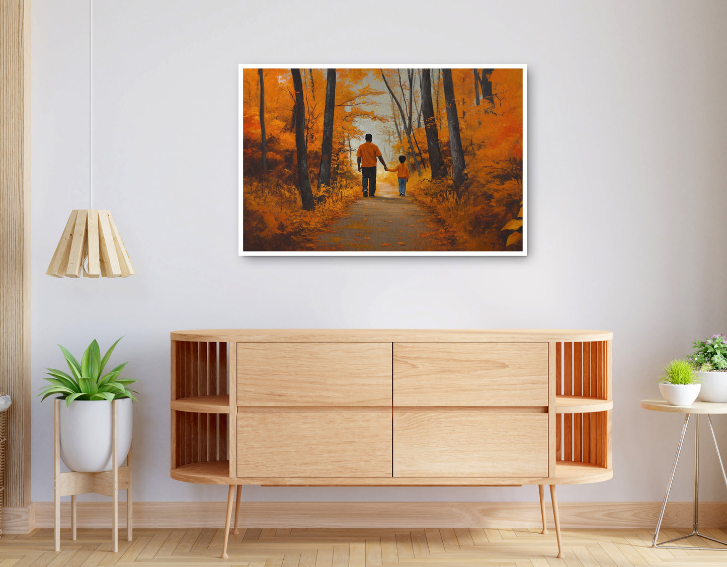 Alternate view of Black Father and Daughter Forest Black man wall art canvas print
