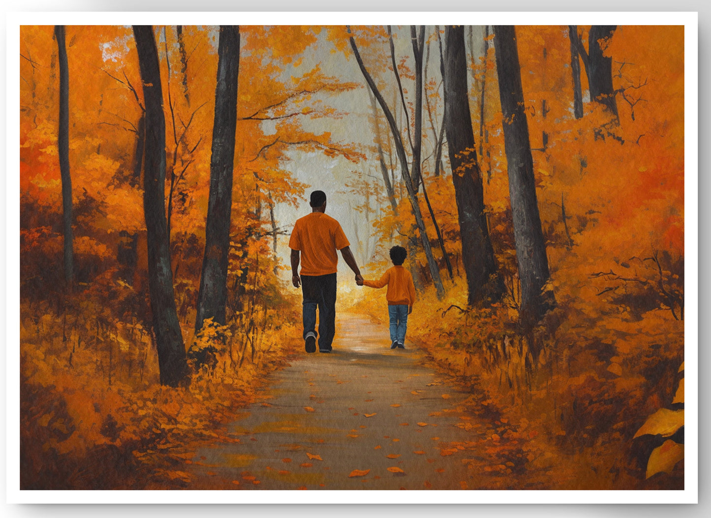 Black Father and Daughter Forest Black man wall art canvas print by MoomZee Artwork