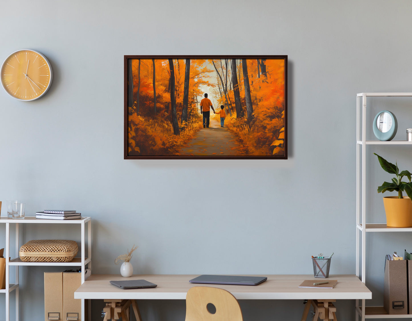 Black Father and Daughter Forest Black man wall art view 36
