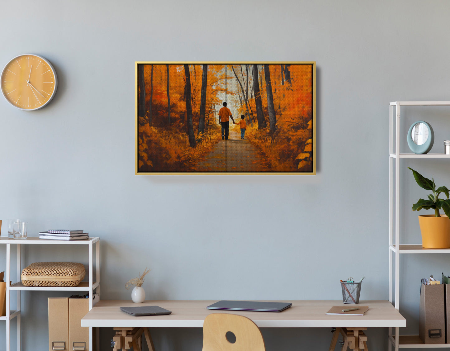 Black Father and Daughter Forest Black man wall art view 42