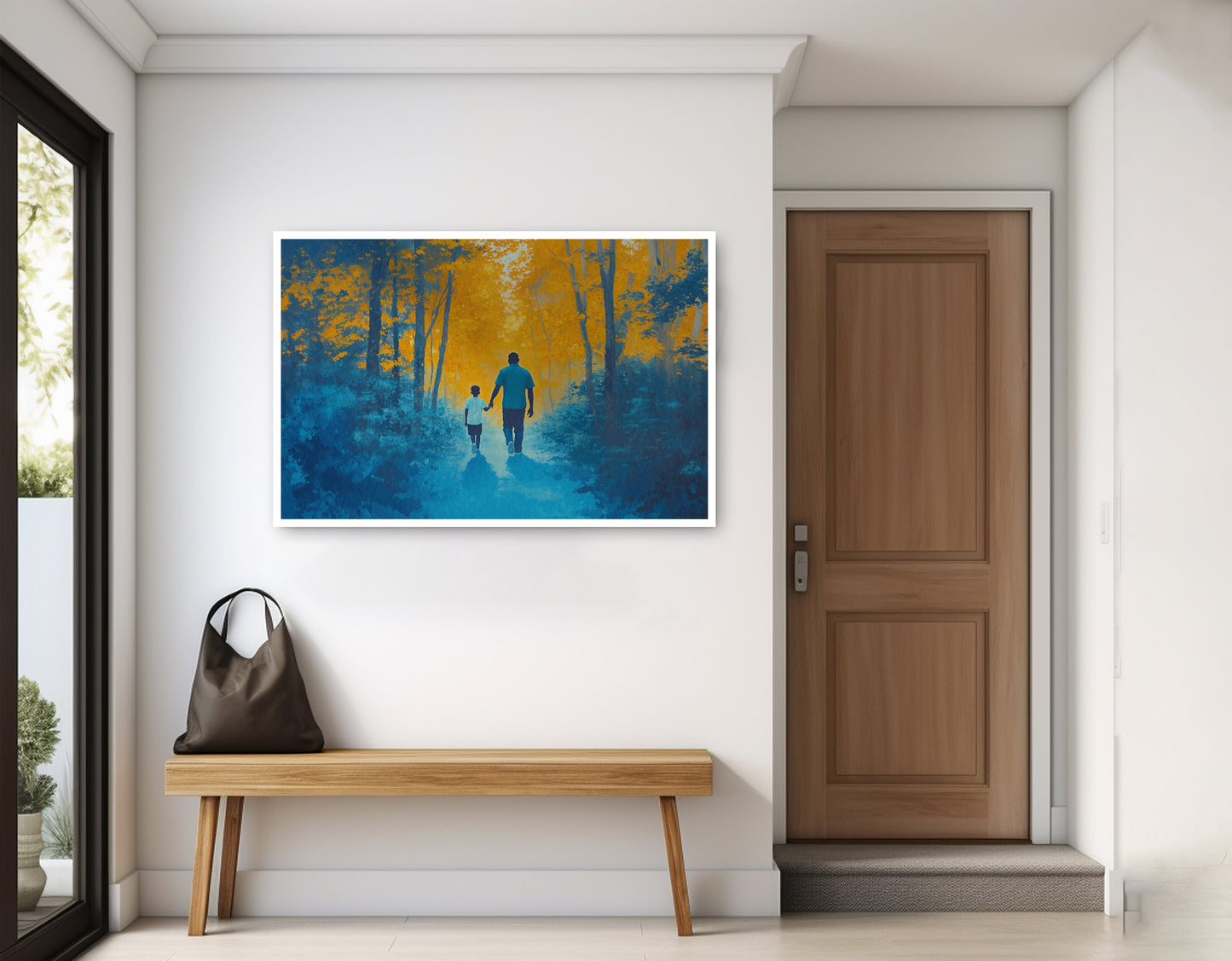 Black Father and Child Blue Forest Black family wall art home decor view