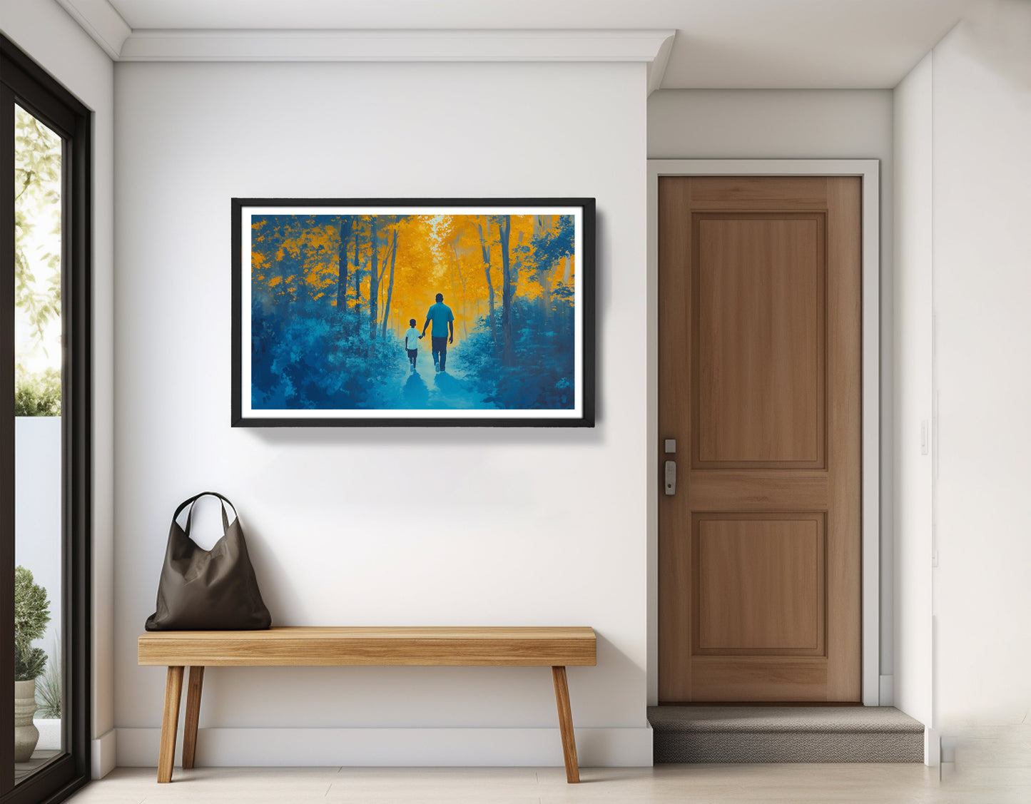 Black Father and Child Blue Forest Black family wall art view 71