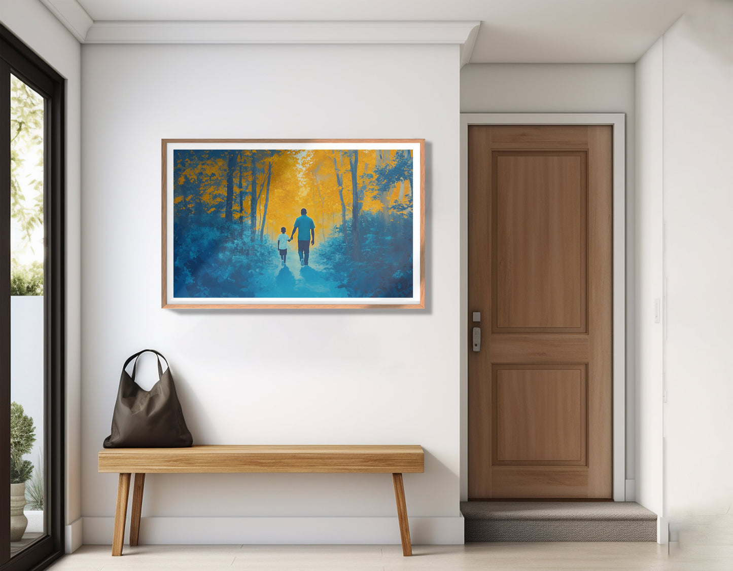 Black Father and Child Blue Forest Black family wall art view 83