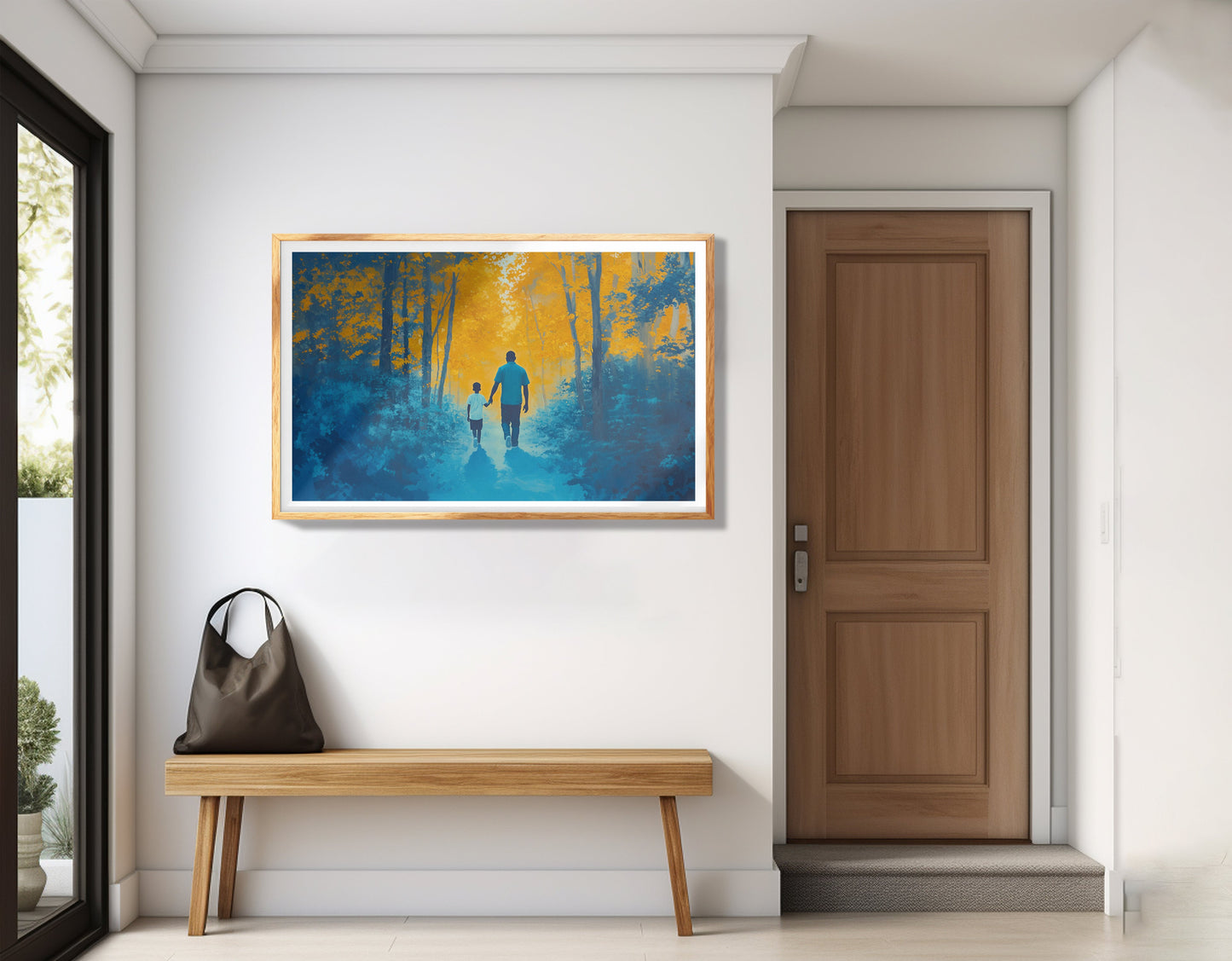 Black Father and Child Blue Forest Black family wall art view 77