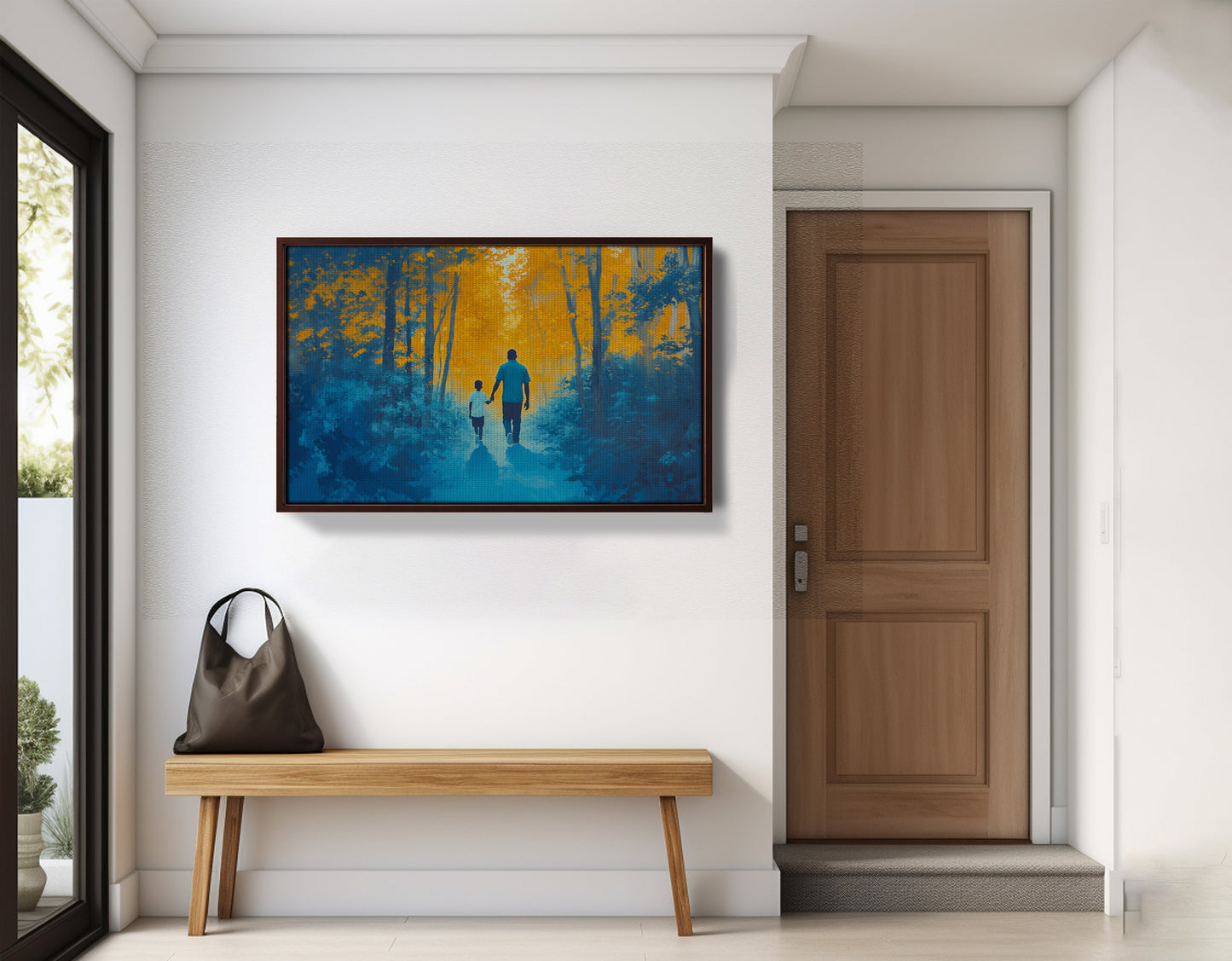 Black Father and Child Blue Forest Black family wall art view 35