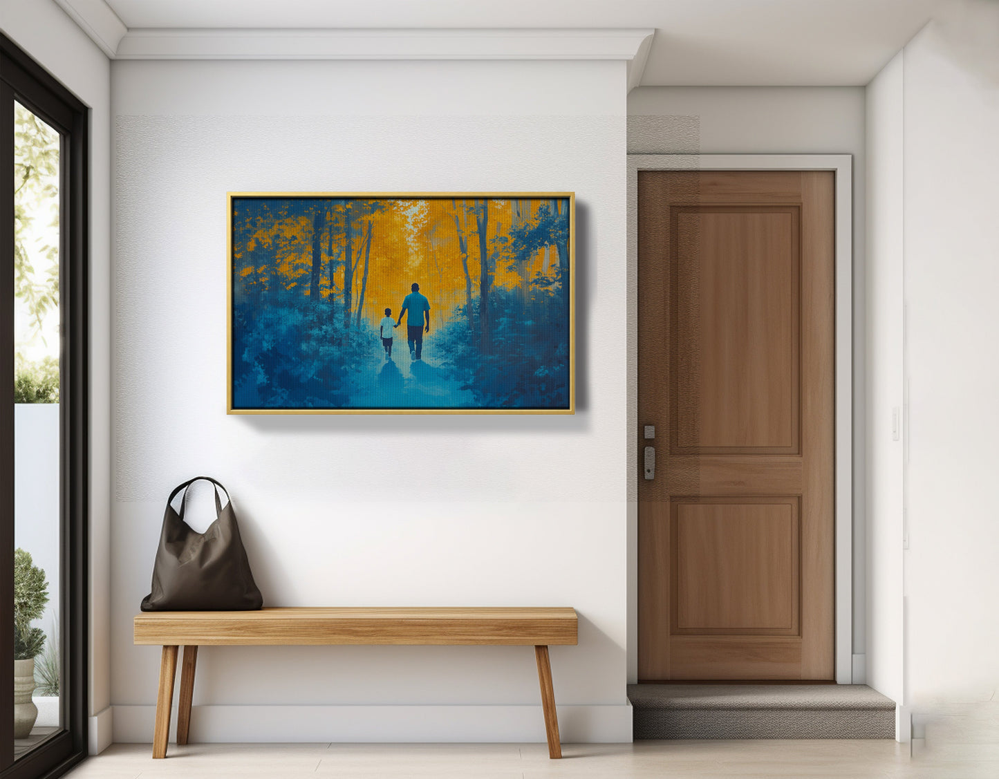 Black Father and Child Blue Forest Black family wall art view 41