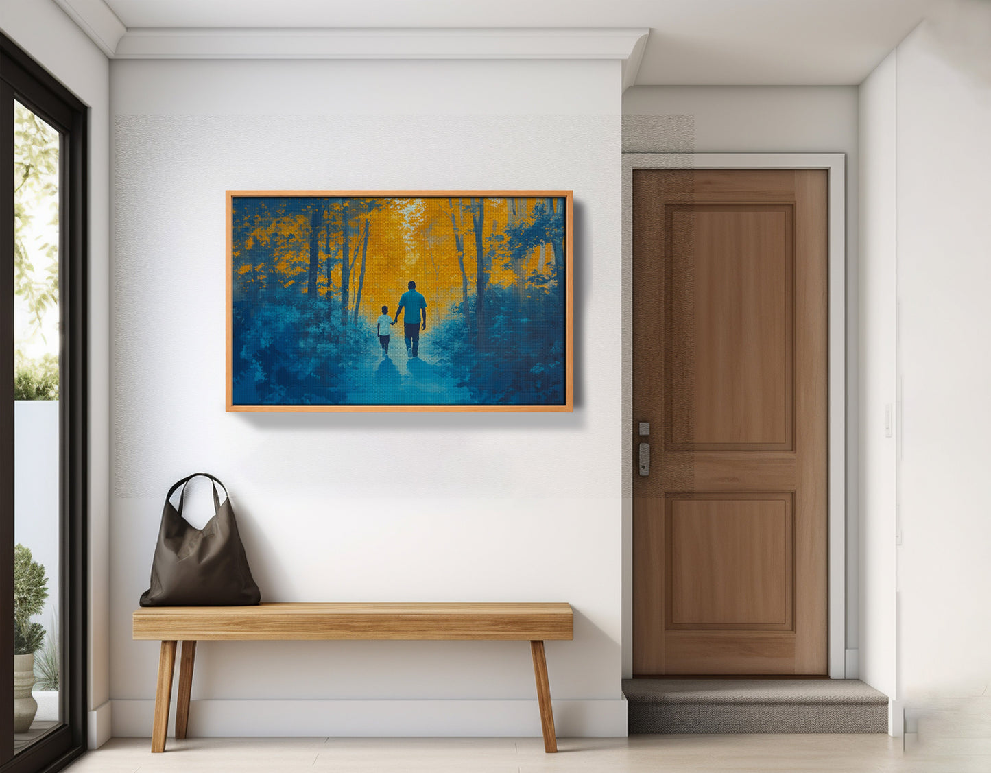 Black Father and Child Blue Forest Black family wall art view 47