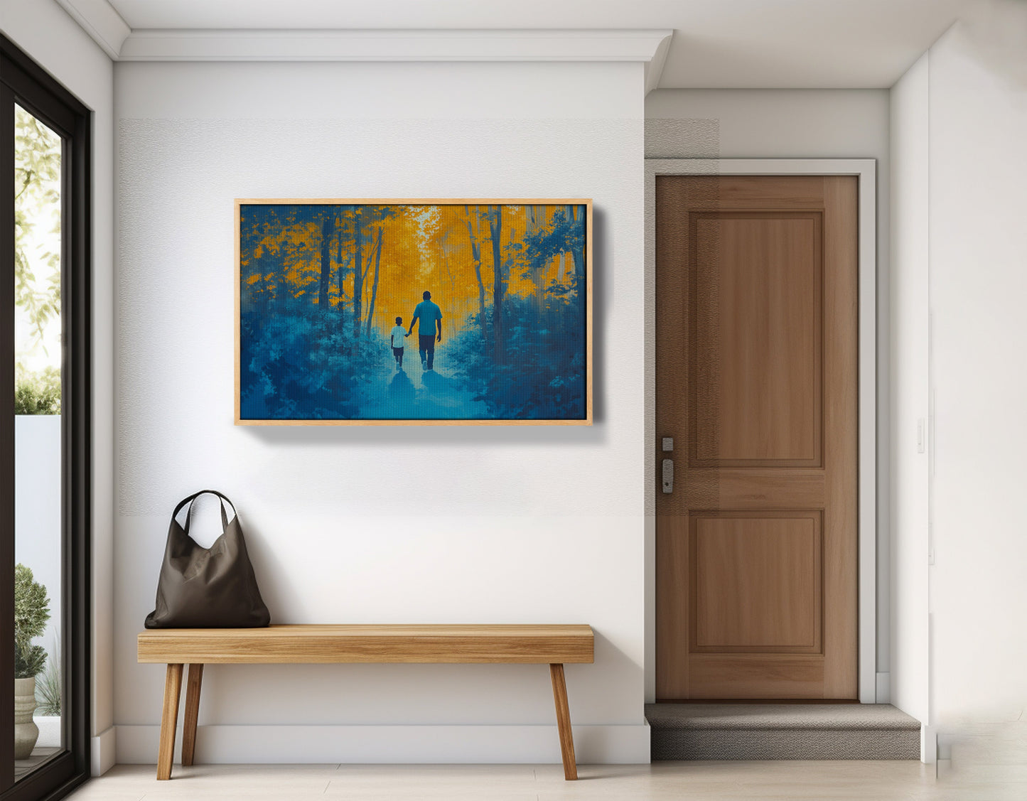 Black Father and Child Blue Forest Black family wall art view 53