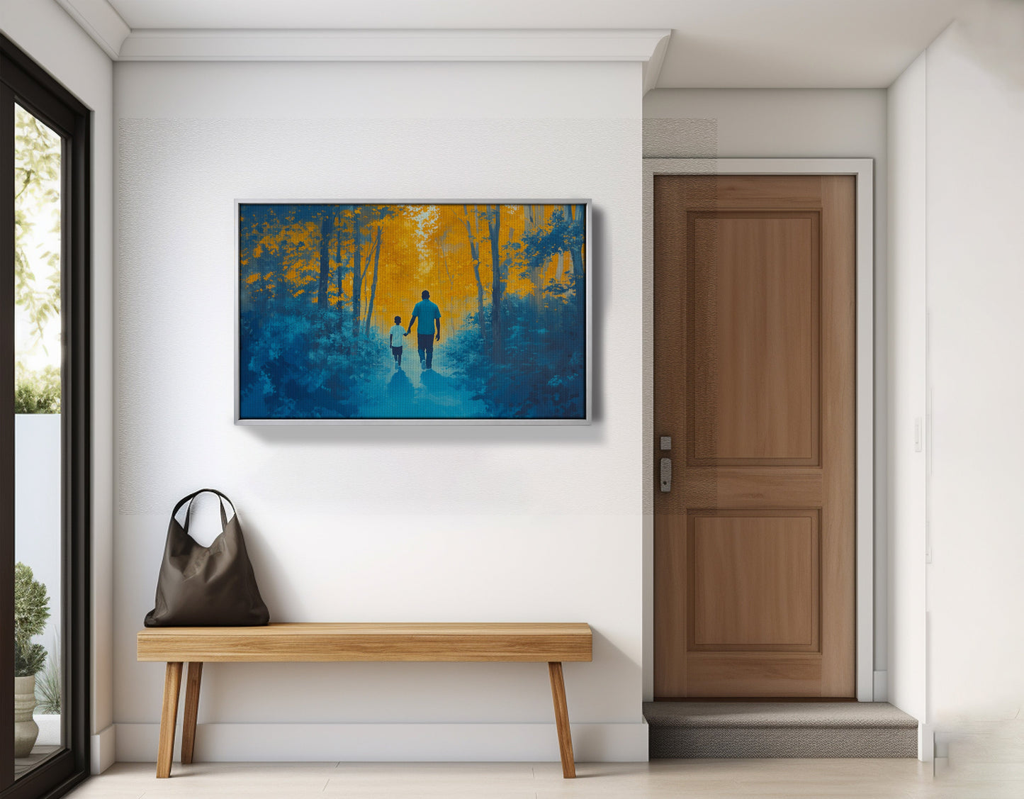 Black Father and Child Blue Forest Black family wall art view 59