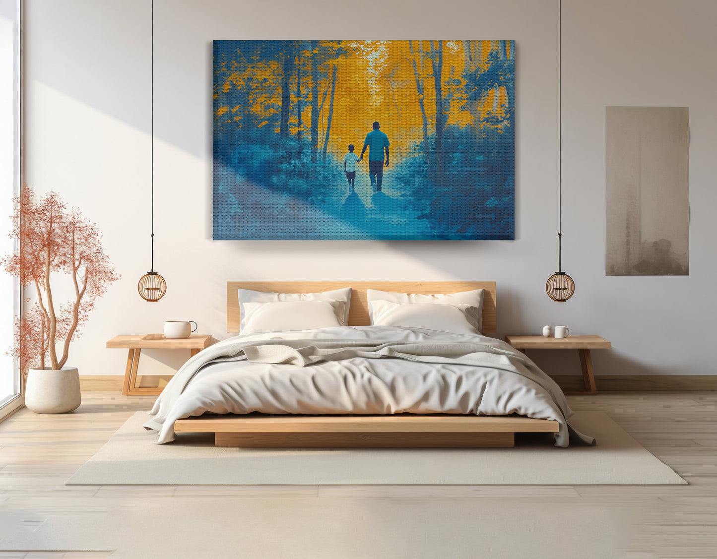 Black Father and Child Blue Forest Black family wall art view 15
