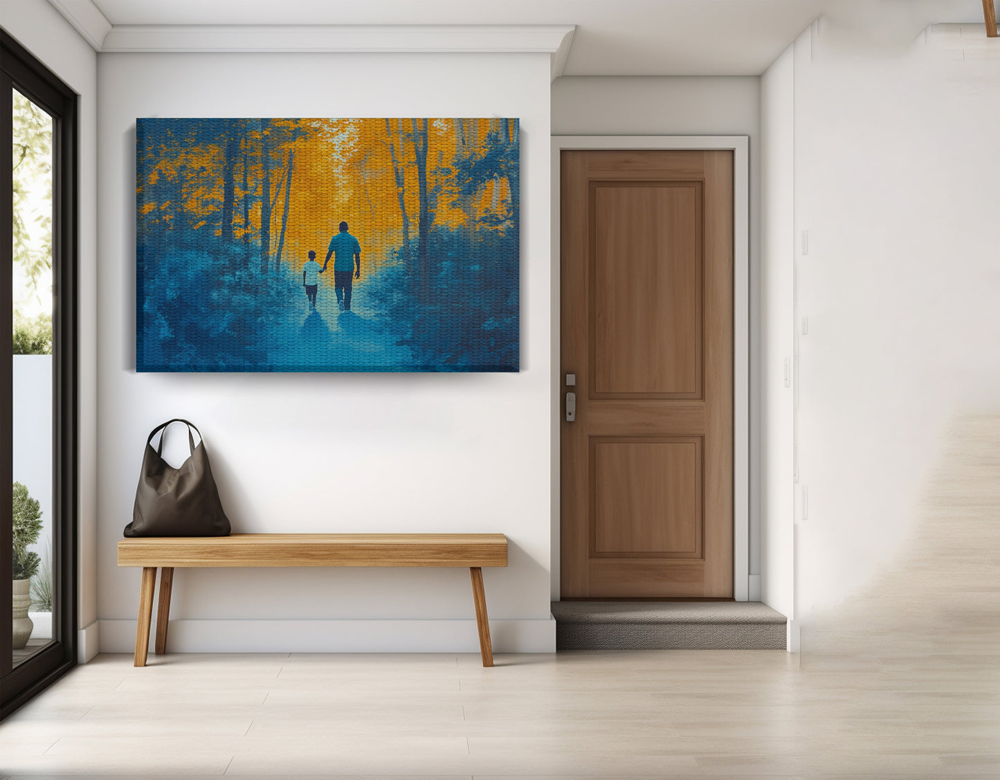 Black Father and Child Blue Forest Black family wall art view 17