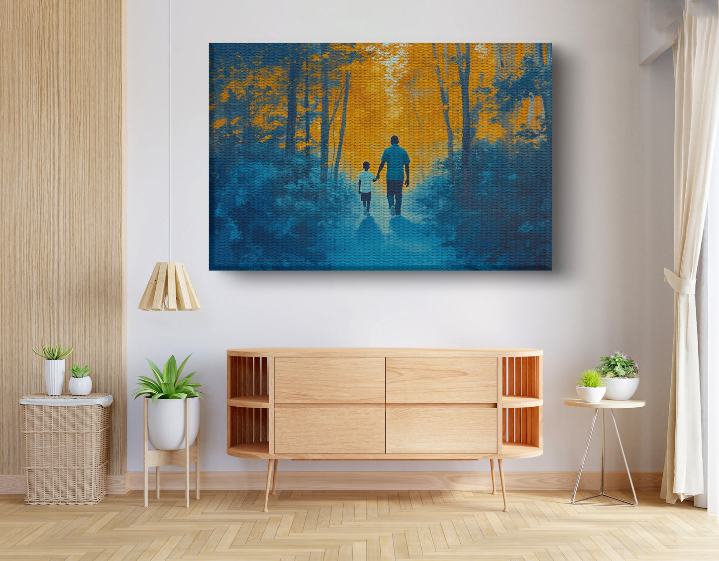 Black Father and Child Blue Forest Black family wall art view 14