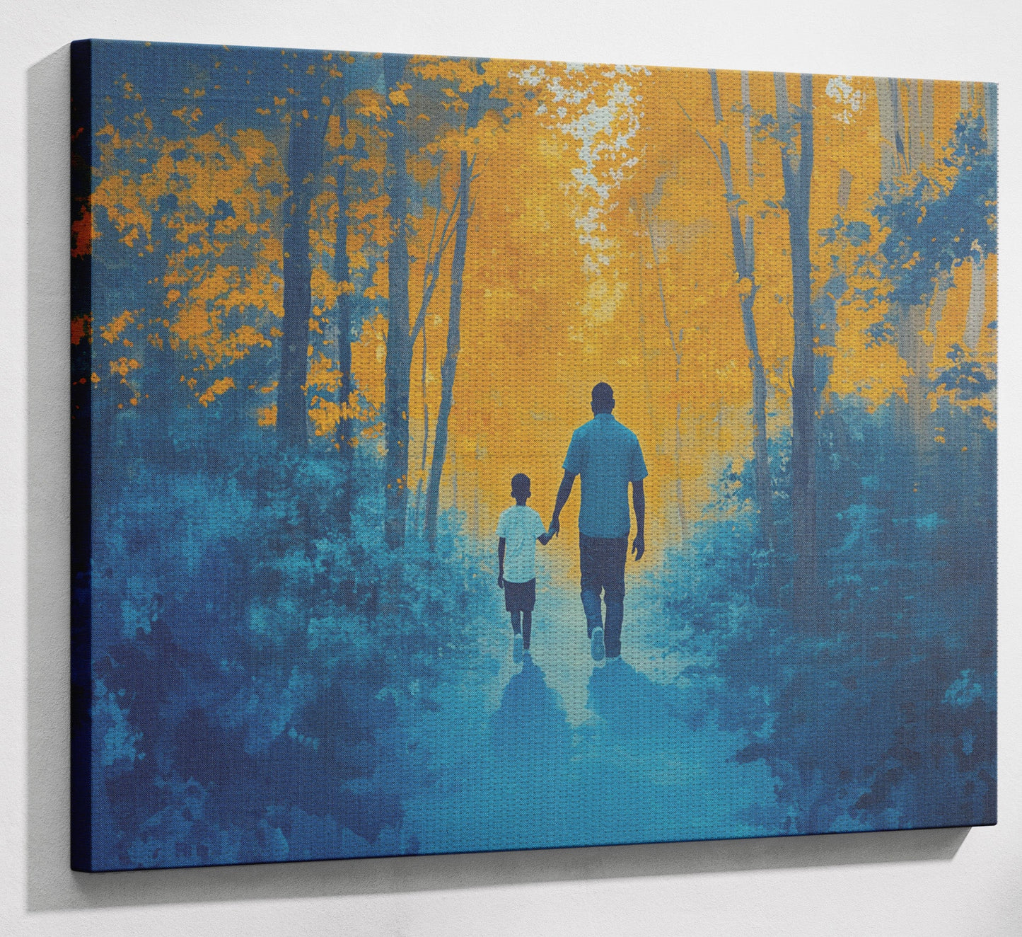 Black Father and Child Blue Forest Black family wall art view 13