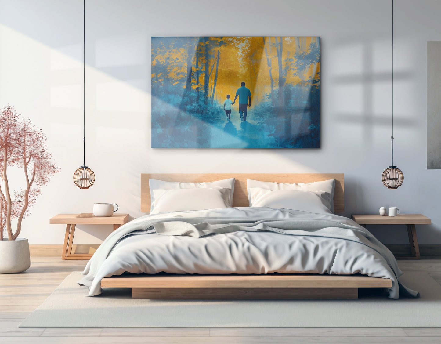 Black Father and Child Blue Forest Black family wall art view 21