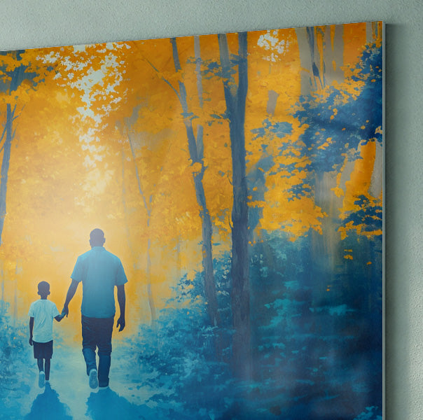 Black Father and Child Blue Forest Black family wall art view 22