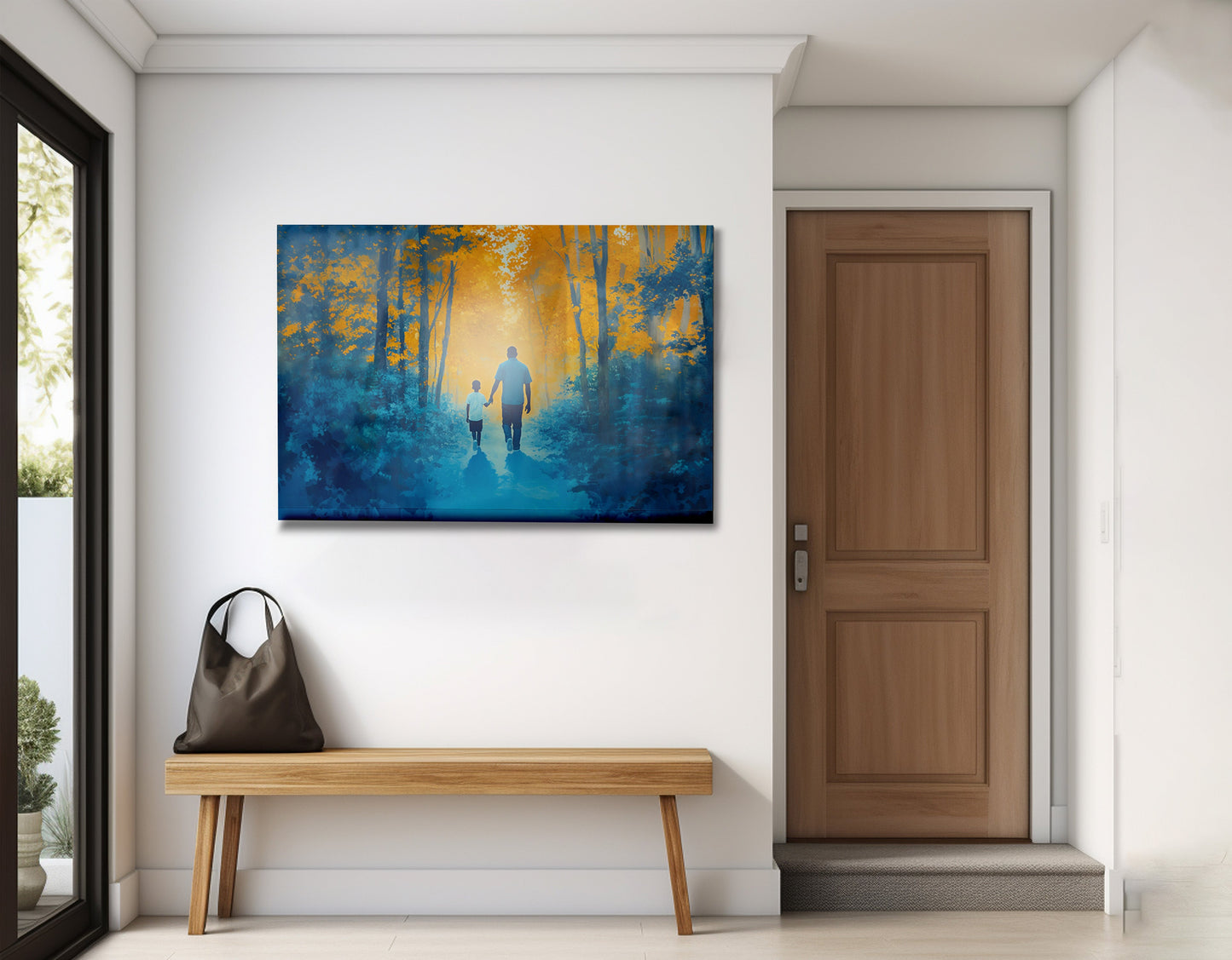 Black Father and Child Blue Forest Black family wall art view 23
