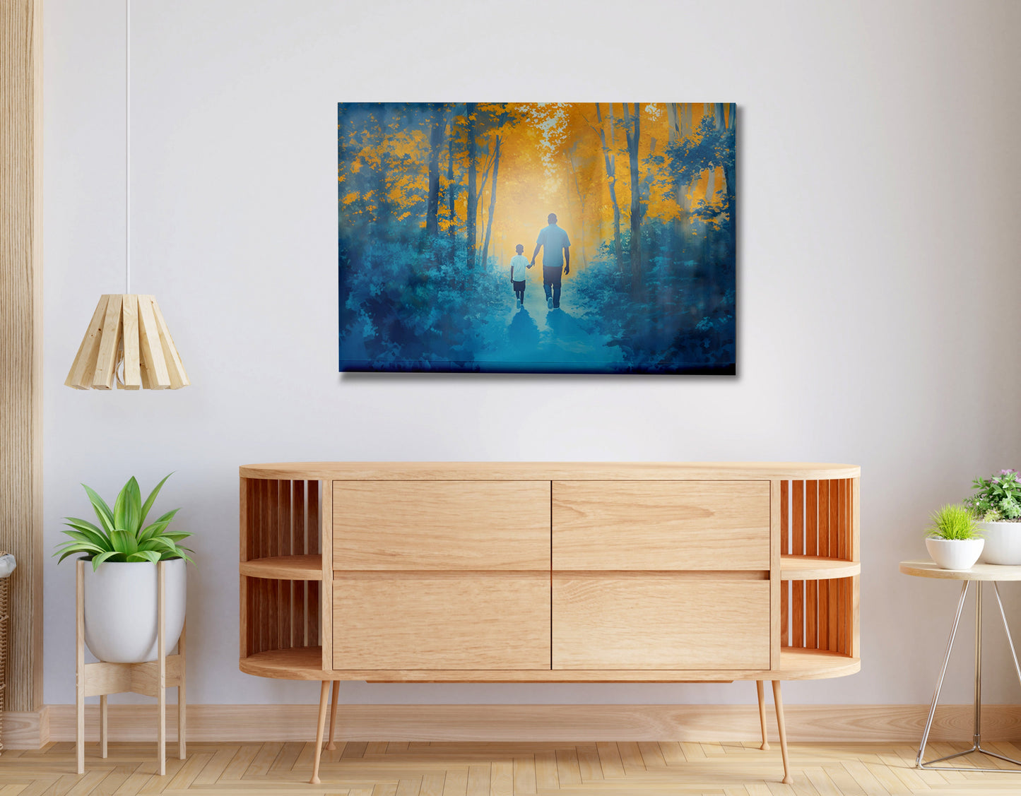 Black Father and Child Blue Forest Black family wall art view 20