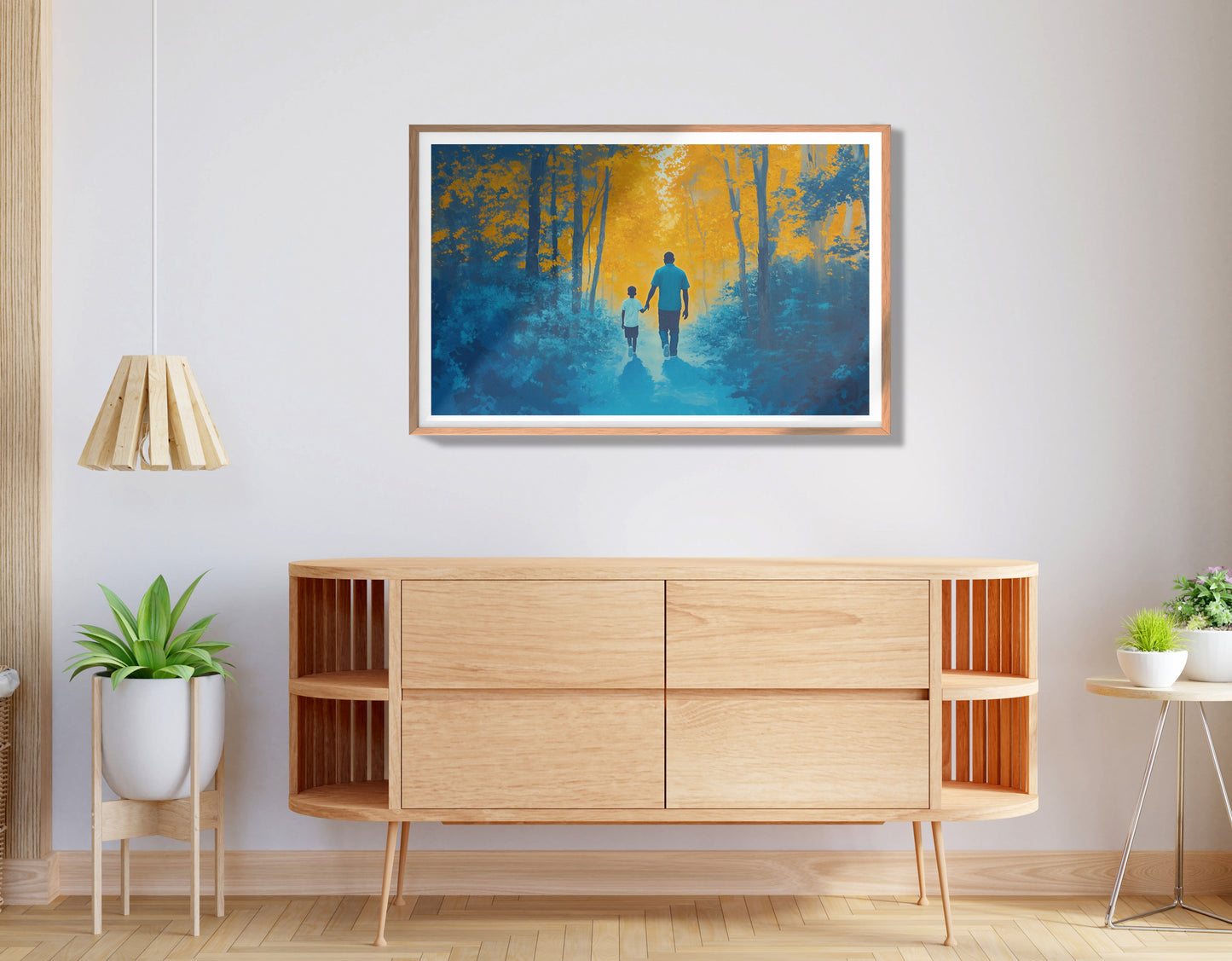Black Father and Child Blue Forest Black family wall art view 80