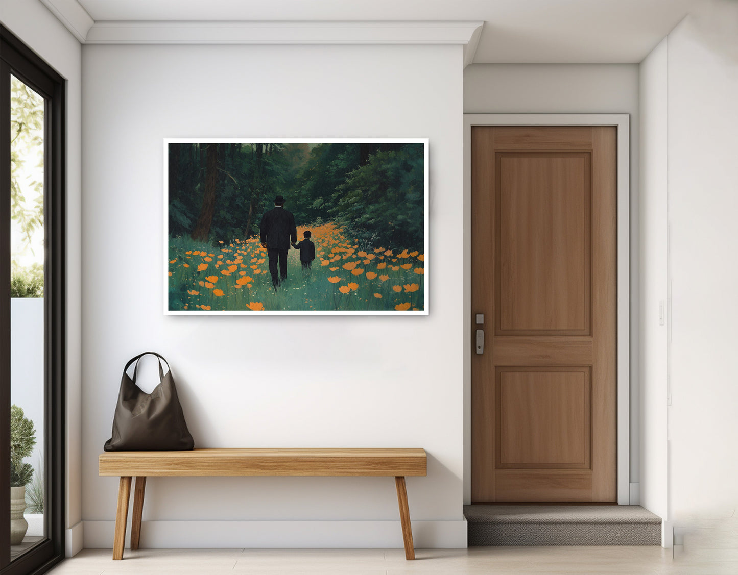 Black Father and Child Flower Field Black family wall art home decor view