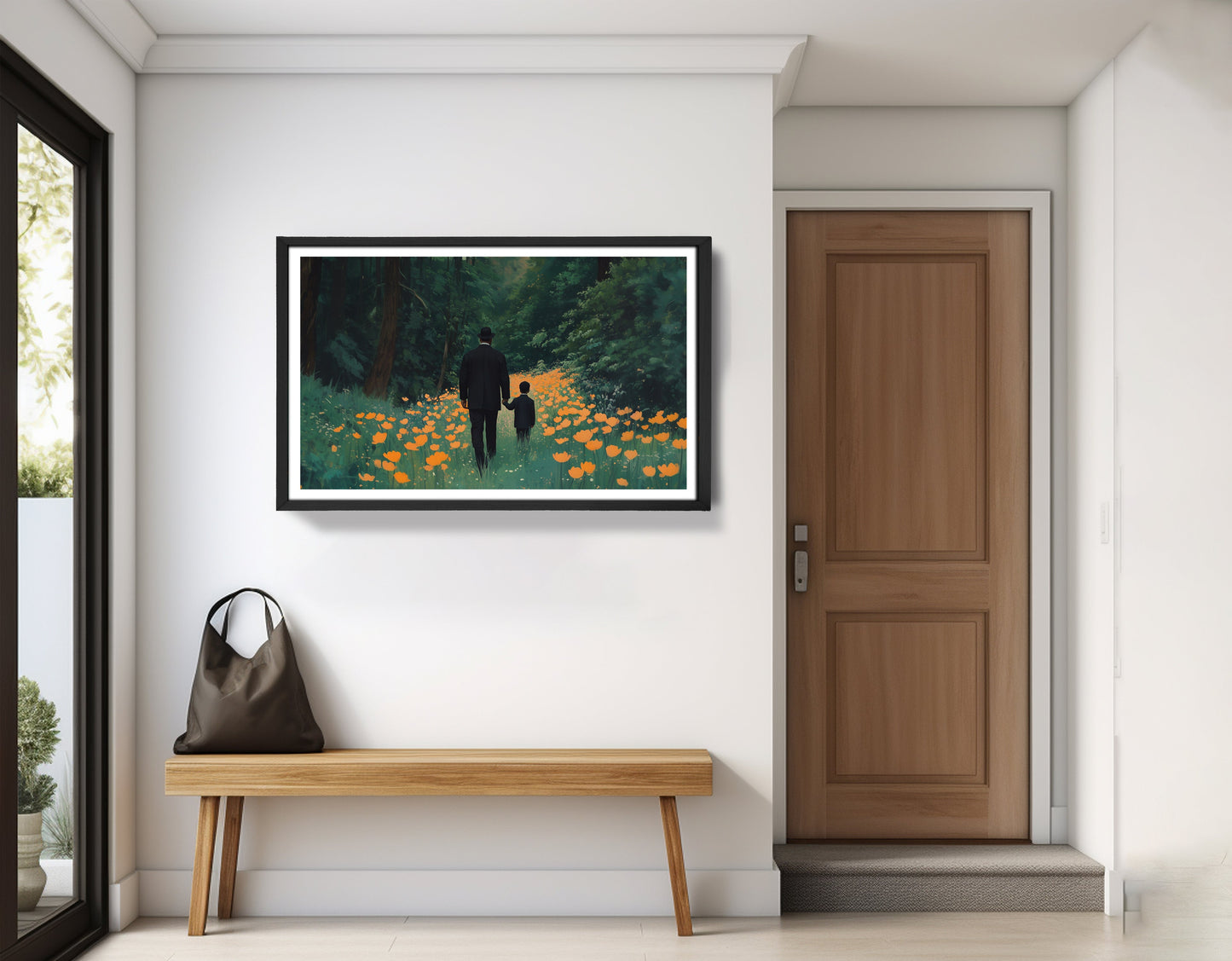 Black Father and Child Flower Field Black family wall art view 71