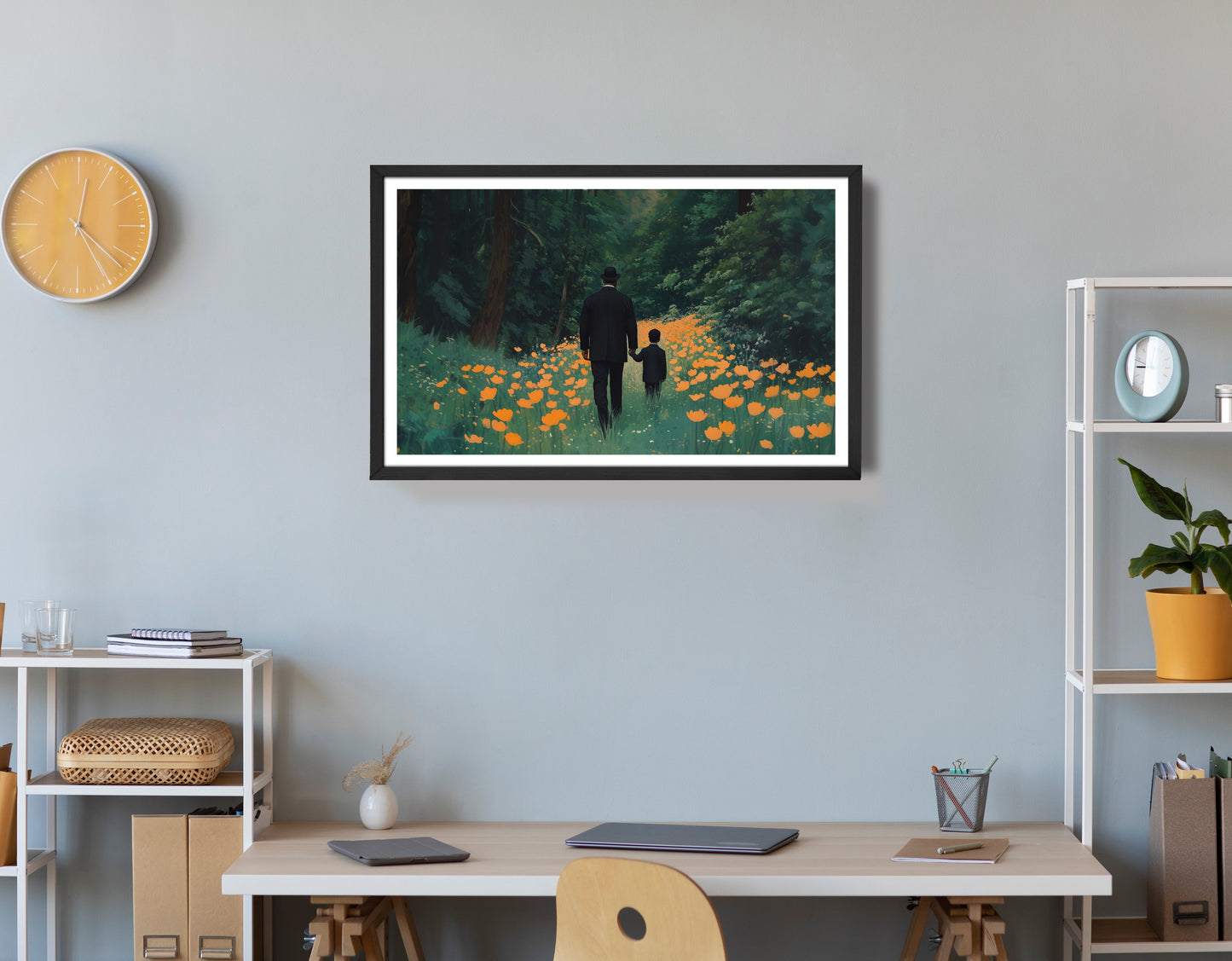 Black Father and Child Flower Field Black family wall art view 72