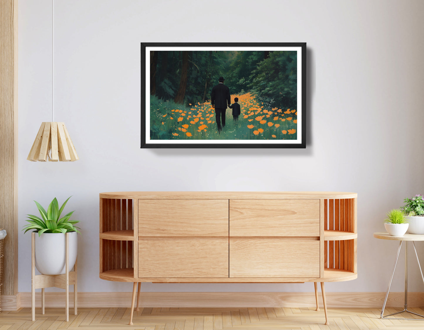Black Father and Child Flower Field Black family wall art view 68