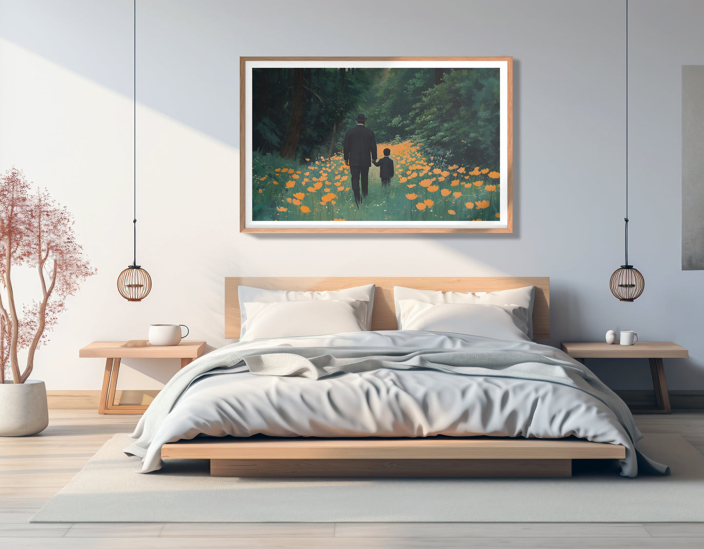 Black Father and Child Flower Field Black family wall art view 81