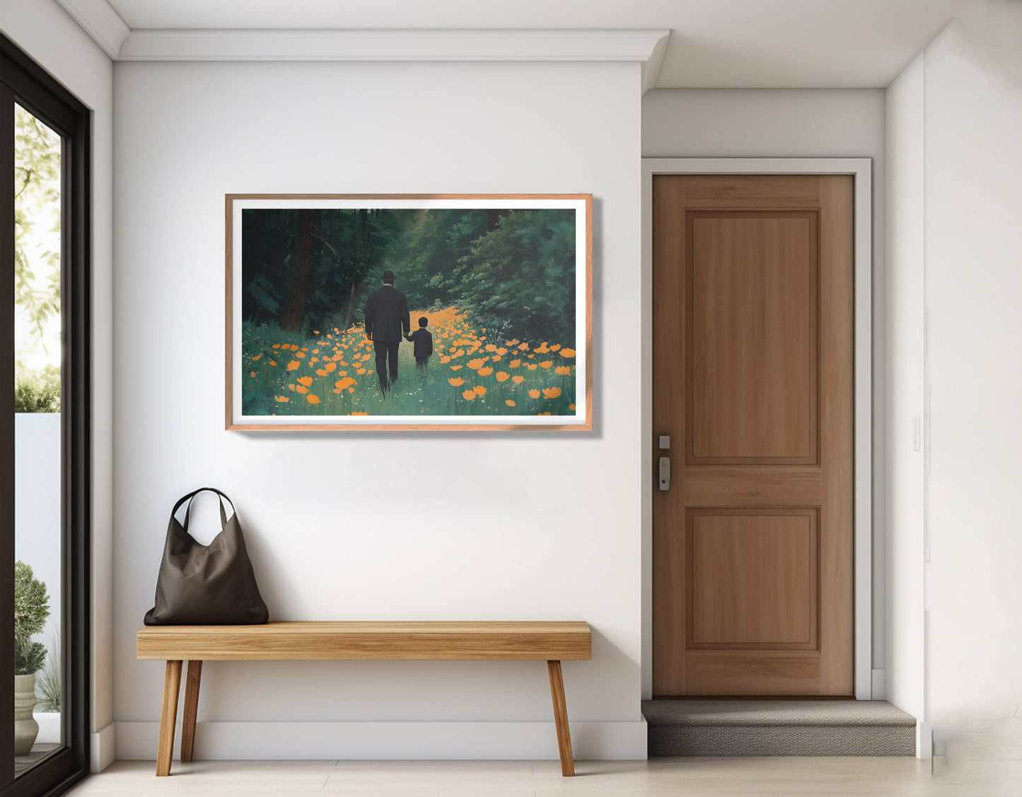 Black Father and Child Flower Field Black family wall art view 83