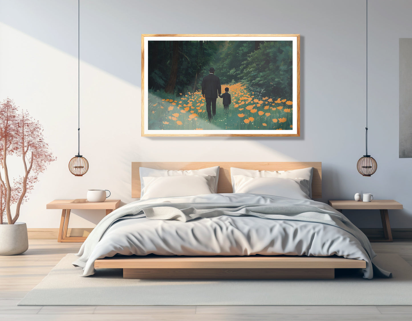 Black Father and Child Flower Field Black family wall art view 75