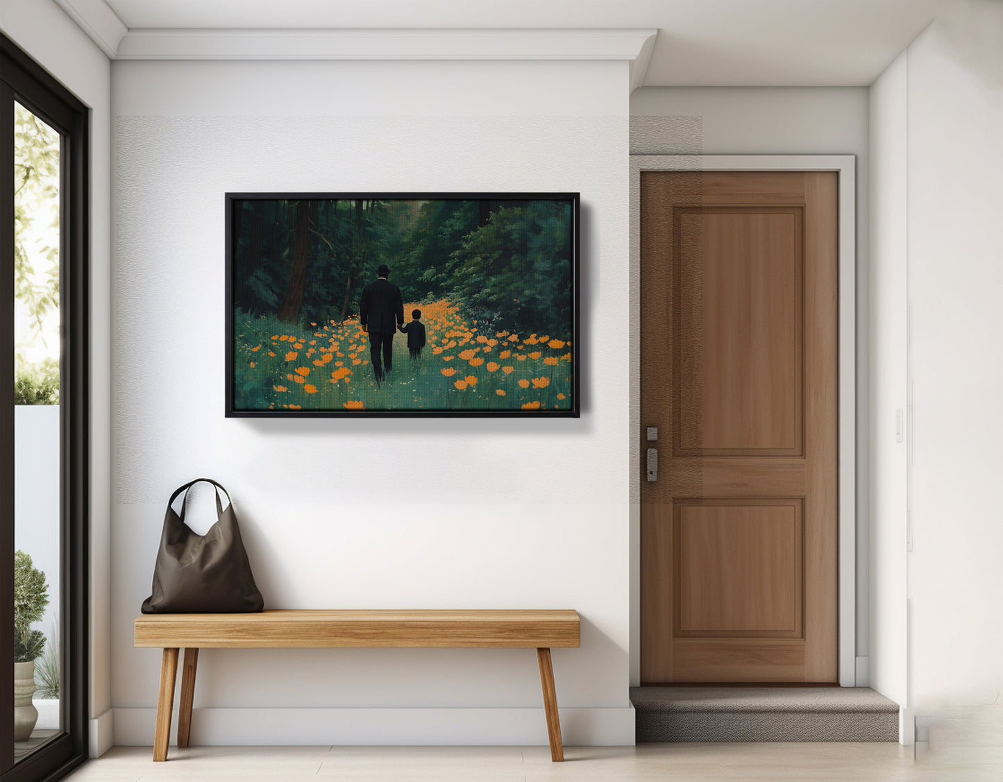 Black Father and Child Flower Field Black family wall art view 29