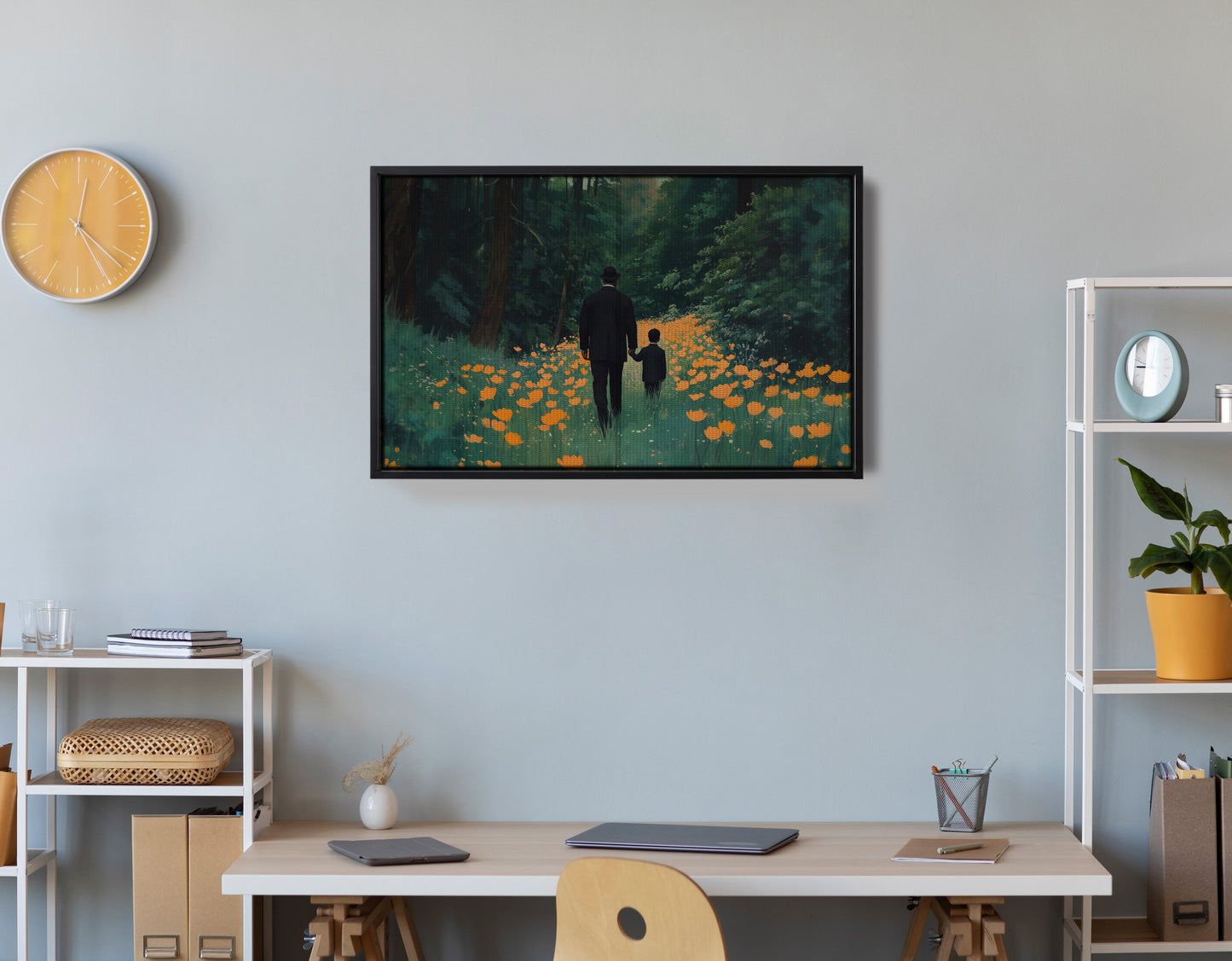 Black Father and Child Flower Field Black family wall art view 30