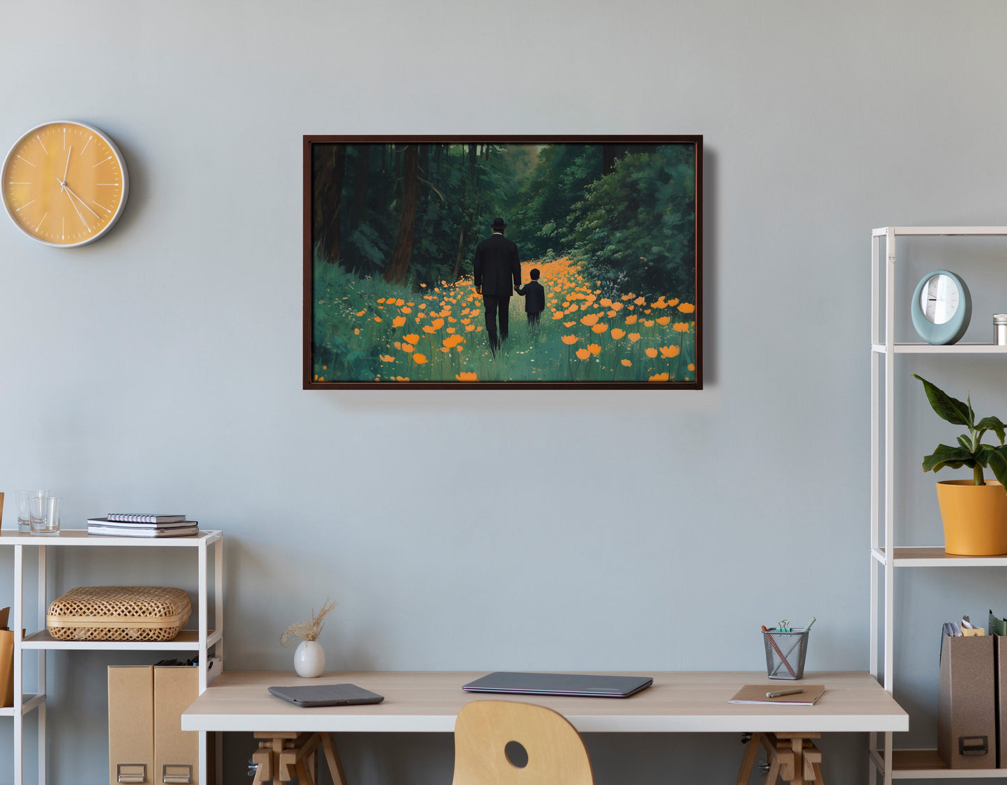 Black Father and Child Flower Field Black family wall art view 36
