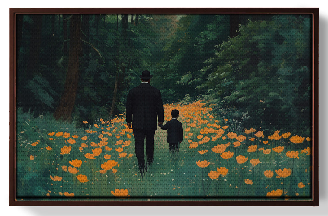 Black Father and Child Flower Field Black family wall art view 31
