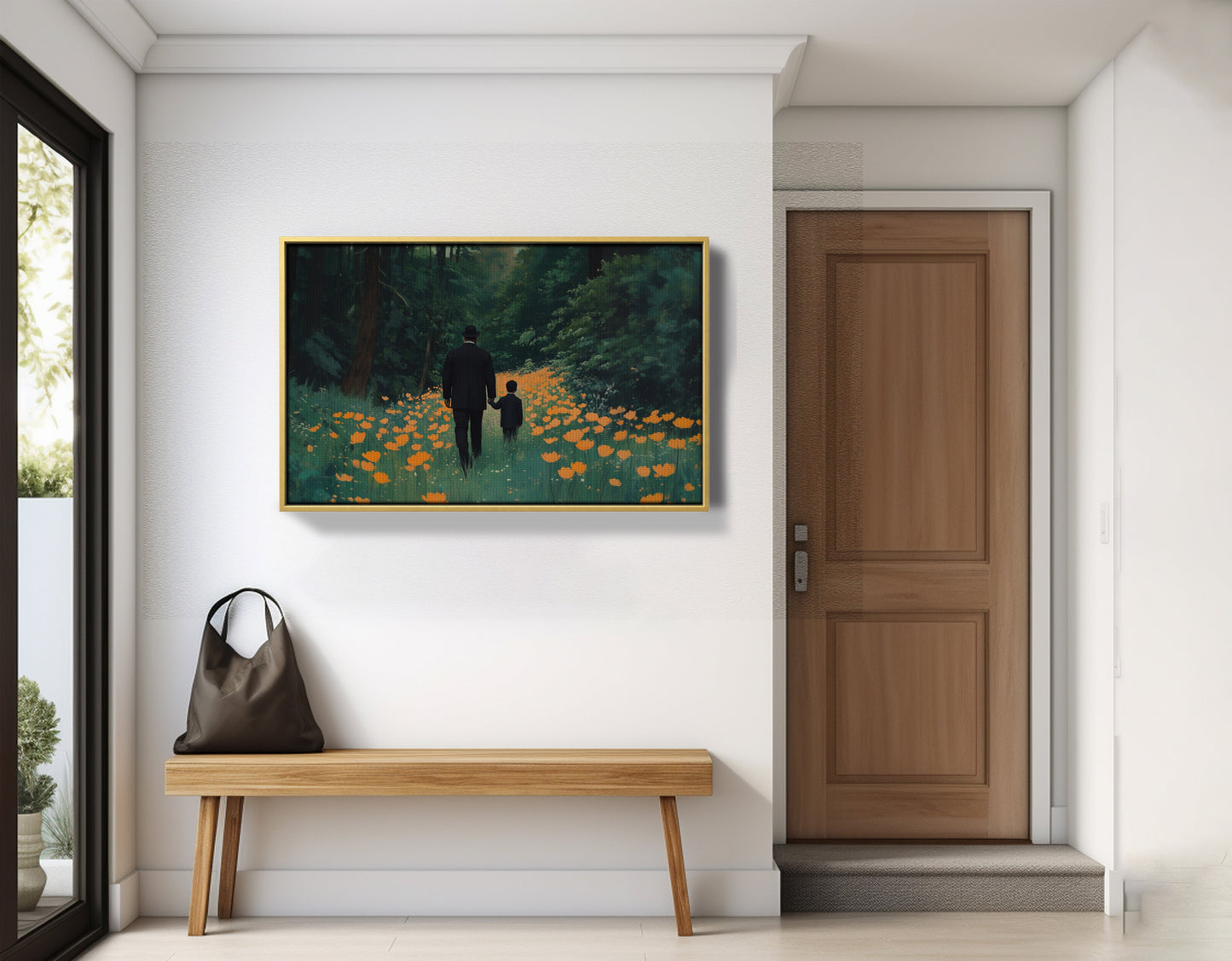 Black Father and Child Flower Field Black family wall art view 41