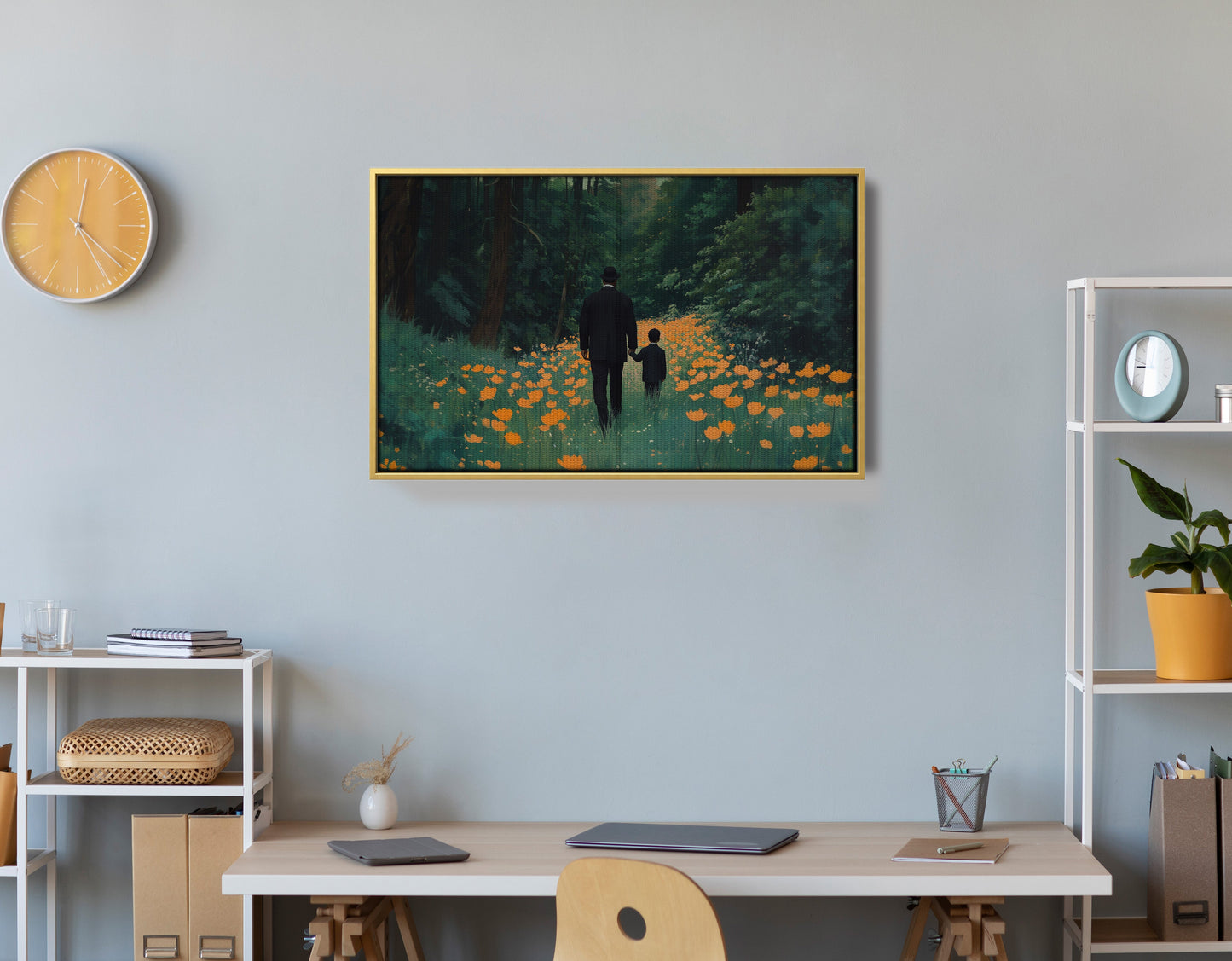 Black Father and Child Flower Field Black family wall art view 42