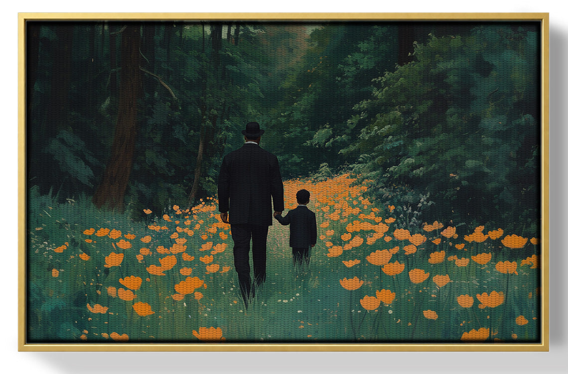 Black Father and Child Flower Field Black family wall art view 37