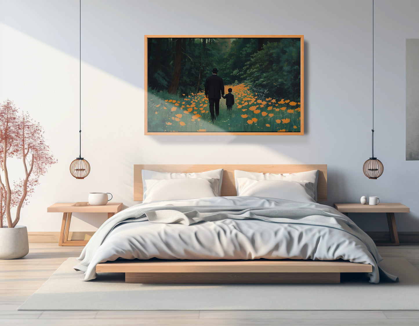 Black Father and Child Flower Field Black family wall art view 45